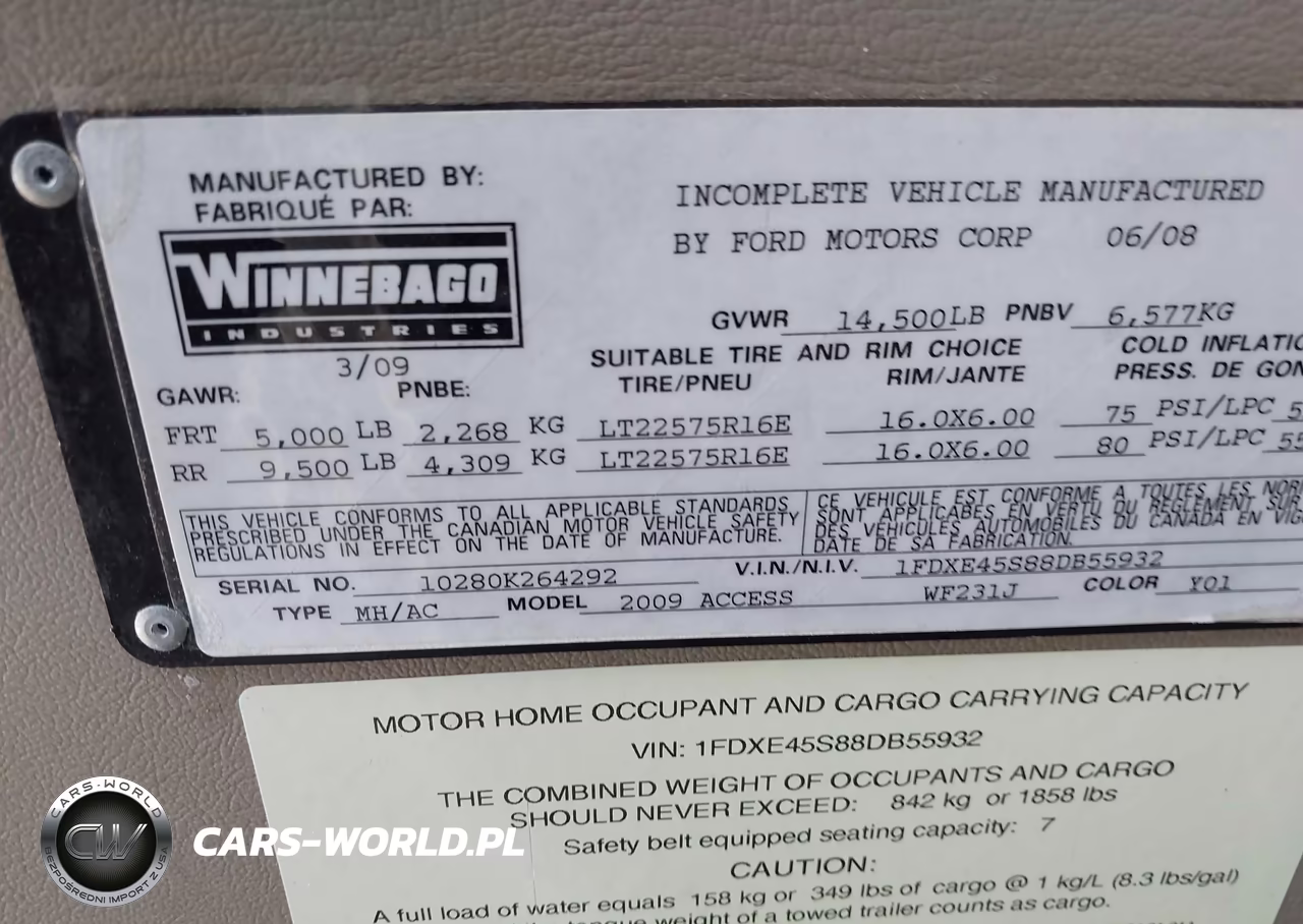 2009 Winnebago Rv VIN:1FDXE45S88DB55932 - 8