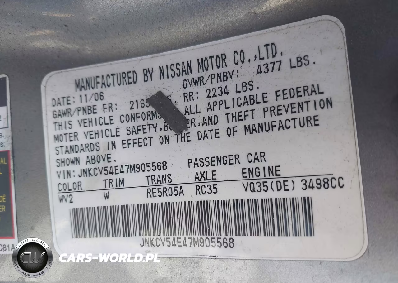 2007 Infiniti G35 VIN:JNKCV54E47M905568 - 9