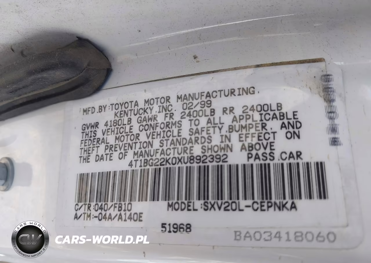 1999 Toyota Camry Le VIN:4T1BG22K0XU892392 - 9