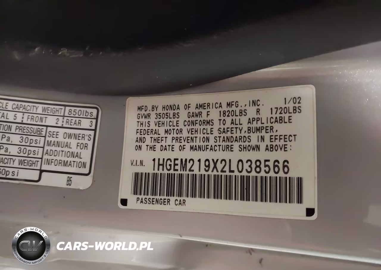 2002 Honda Civic Ex VIN:1HGEM219X2L038566 - 9