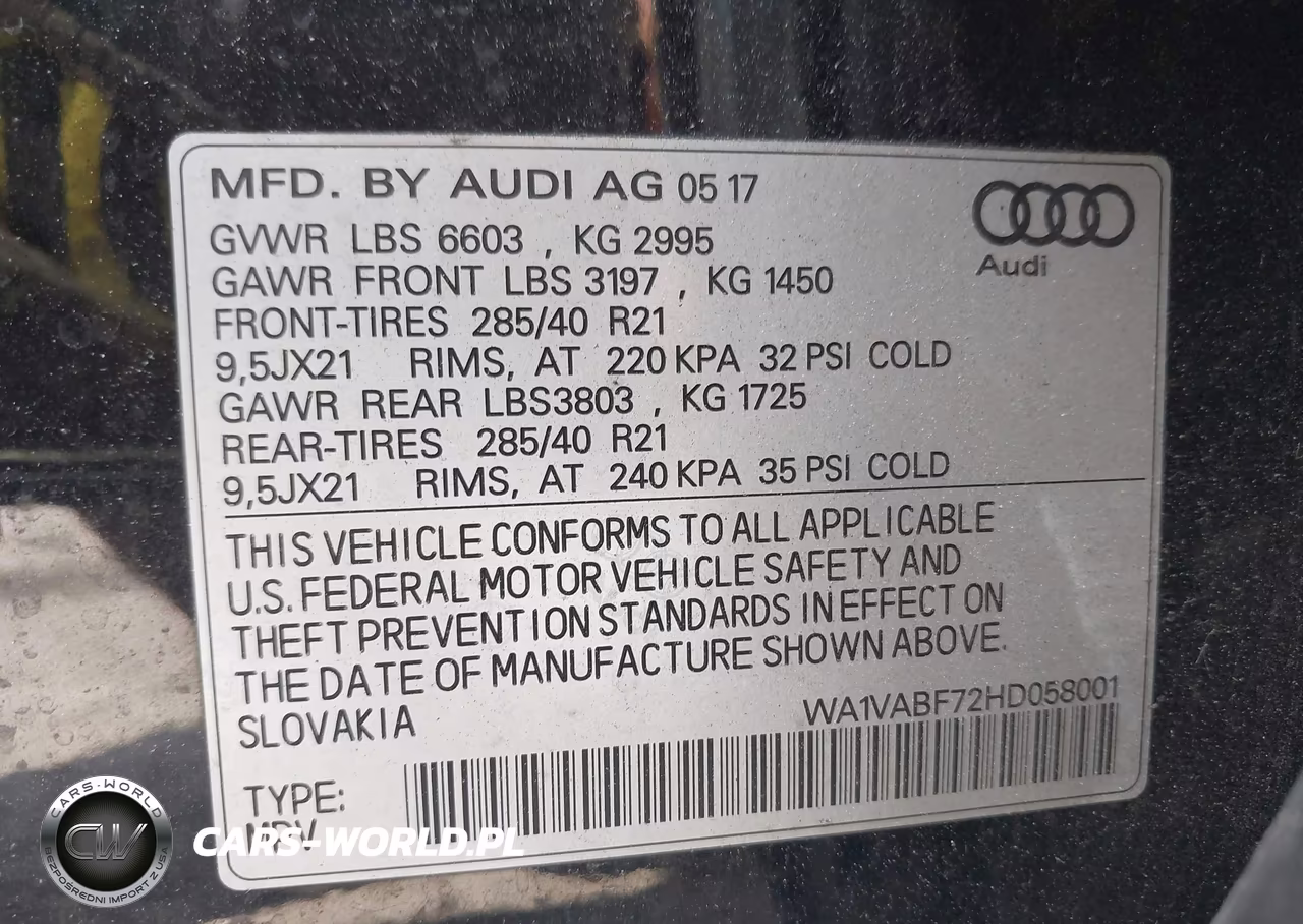 2017 Audi Q7 3.0T Premium VIN:WA1VABF72HD058001 - 9