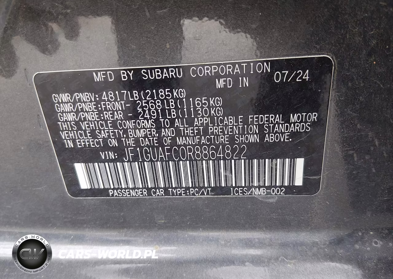 SUBARU IMPREZA VIN:JF1GUAFC0R8864822 - 9