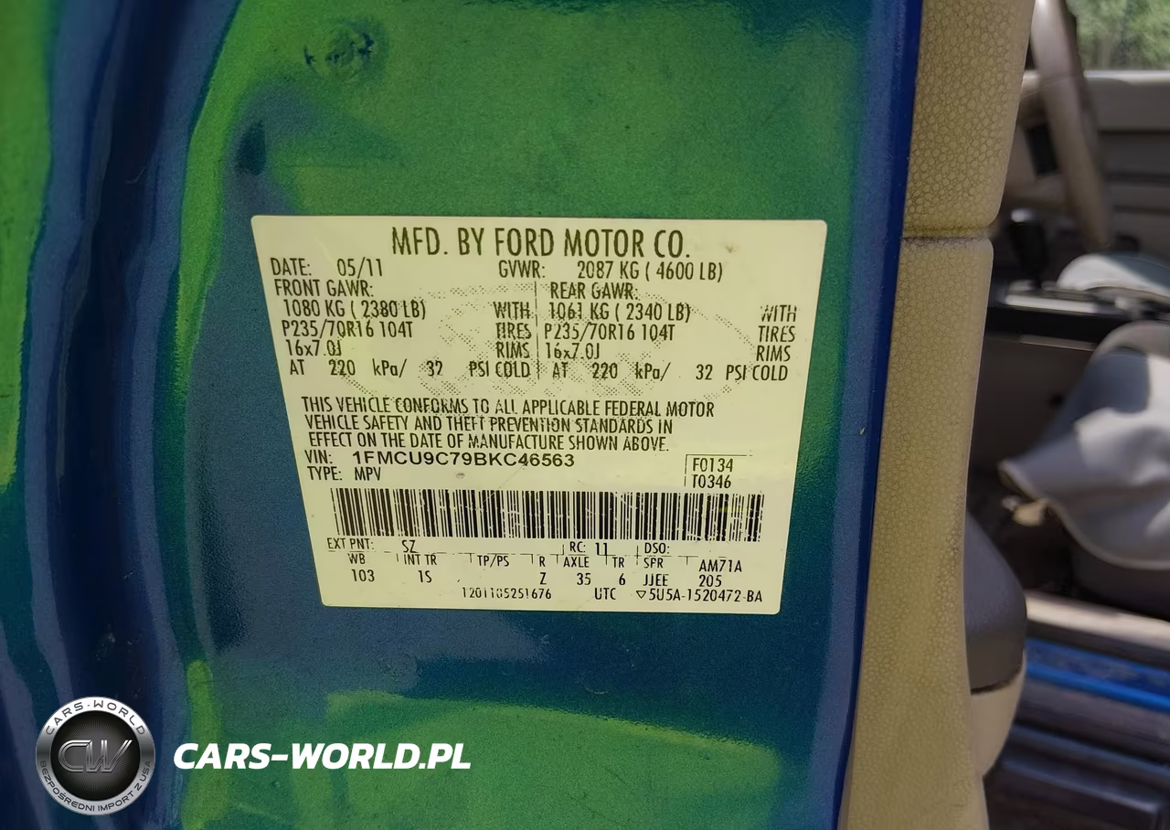 2011 Ford Escape Xls VIN:1FMCU9C79BKC46563 - 9