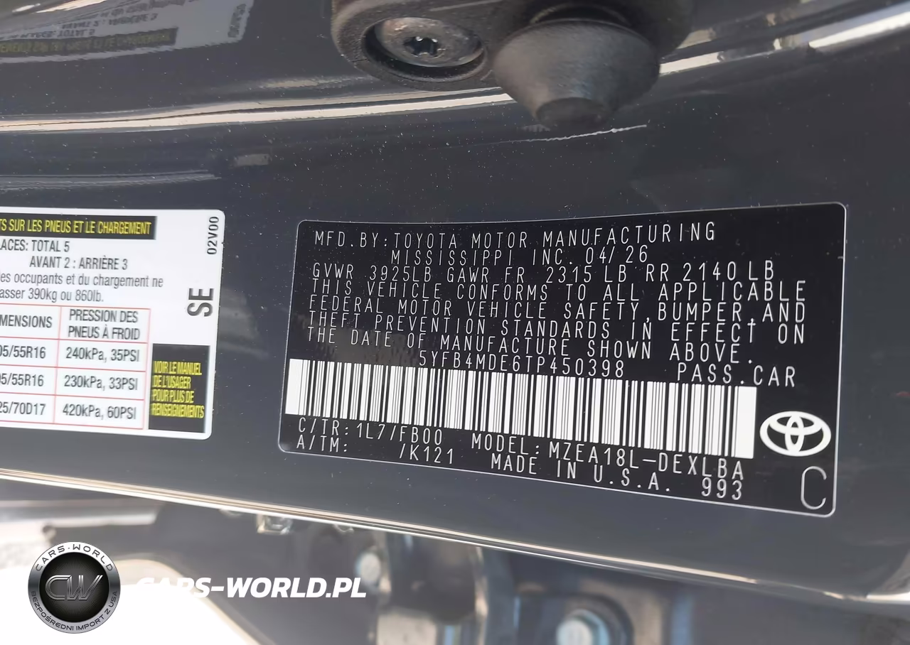 2026 Toyota Corolla Le VIN:5YFB4MDE6TP450398 - 9