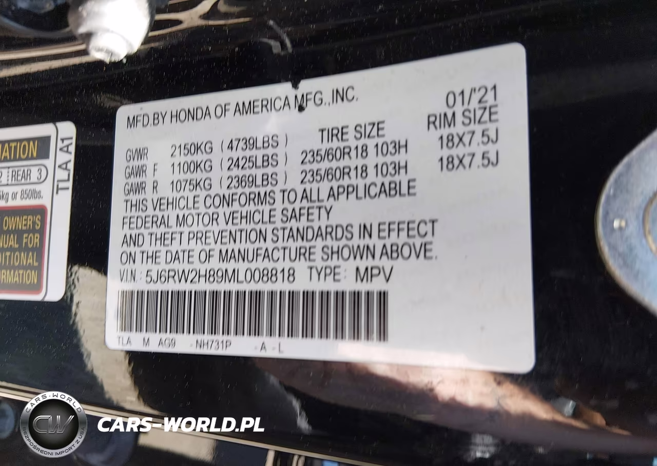 2021 Honda Cr-V Awd Ex-L VIN:5J6RW2H89ML008818 - 9