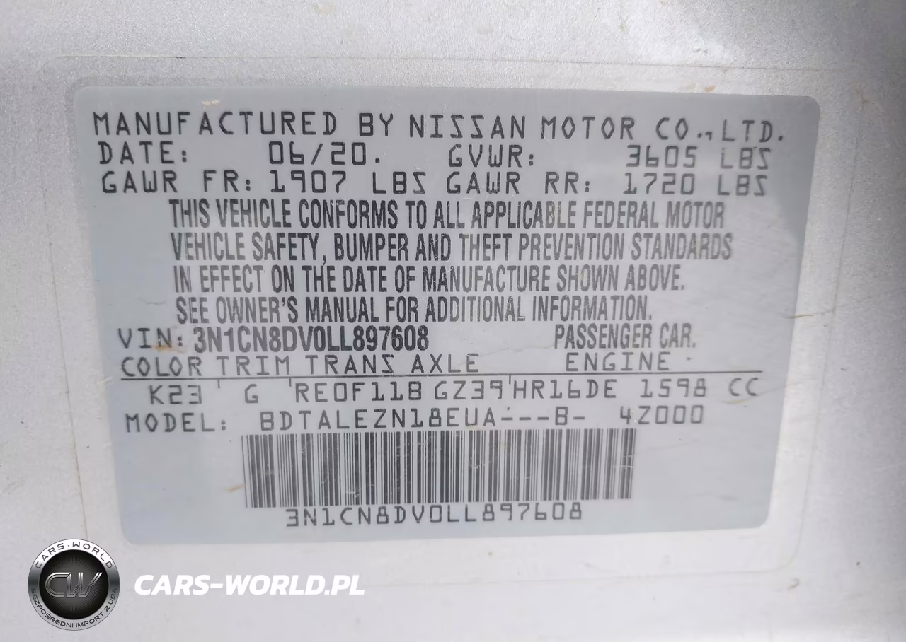 2020 Nissan Versa S Xtronic Cvt VIN:3N1CN8DV0LL897608 - 9