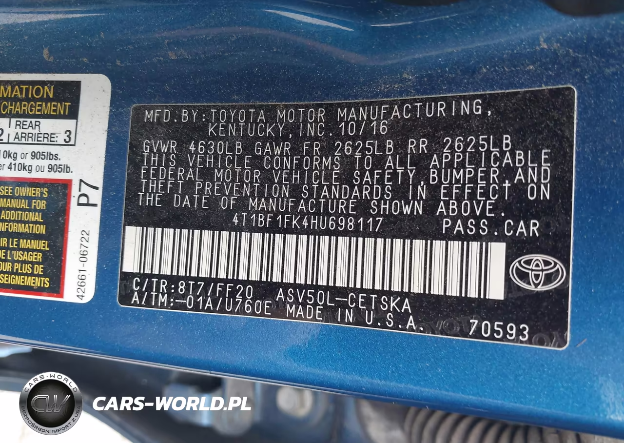 2017 Toyota Camry Se VIN:4T1BF1FK4HU698117 - 9