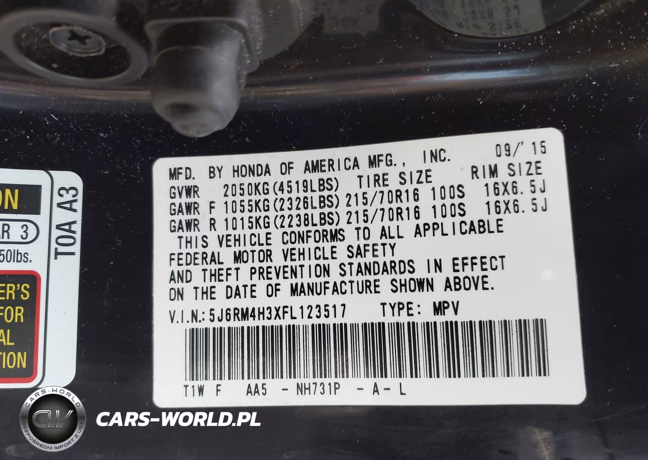 2015 Honda Cr-V Lx VIN:5J6RM4H3XFL123517 - 9