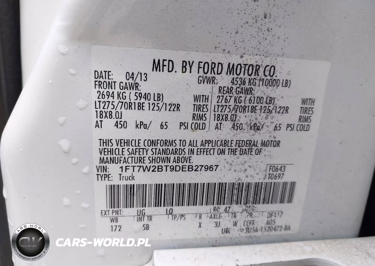 2013 Ford F-250 Lariat VIN:1FT7W2BT9DEB27967 - 9