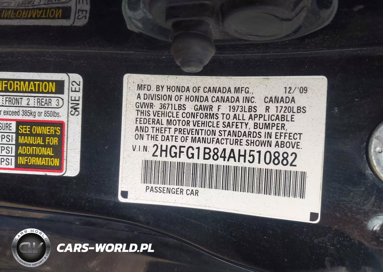2010 Honda Civic Ex VIN:2HGFG1B84AH510882 - 9