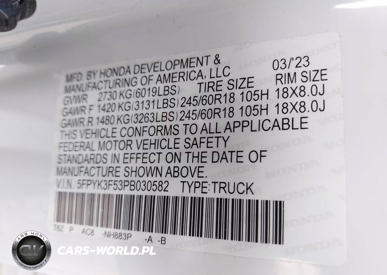 2023 Honda Ridgeline Rtl VIN:5FPYK3F53PB030582 - 9