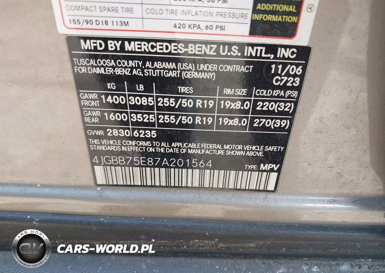 2007 Mercedes-Benz Ml 500 4Matic VIN:4JGBB75E87A201564 - 9