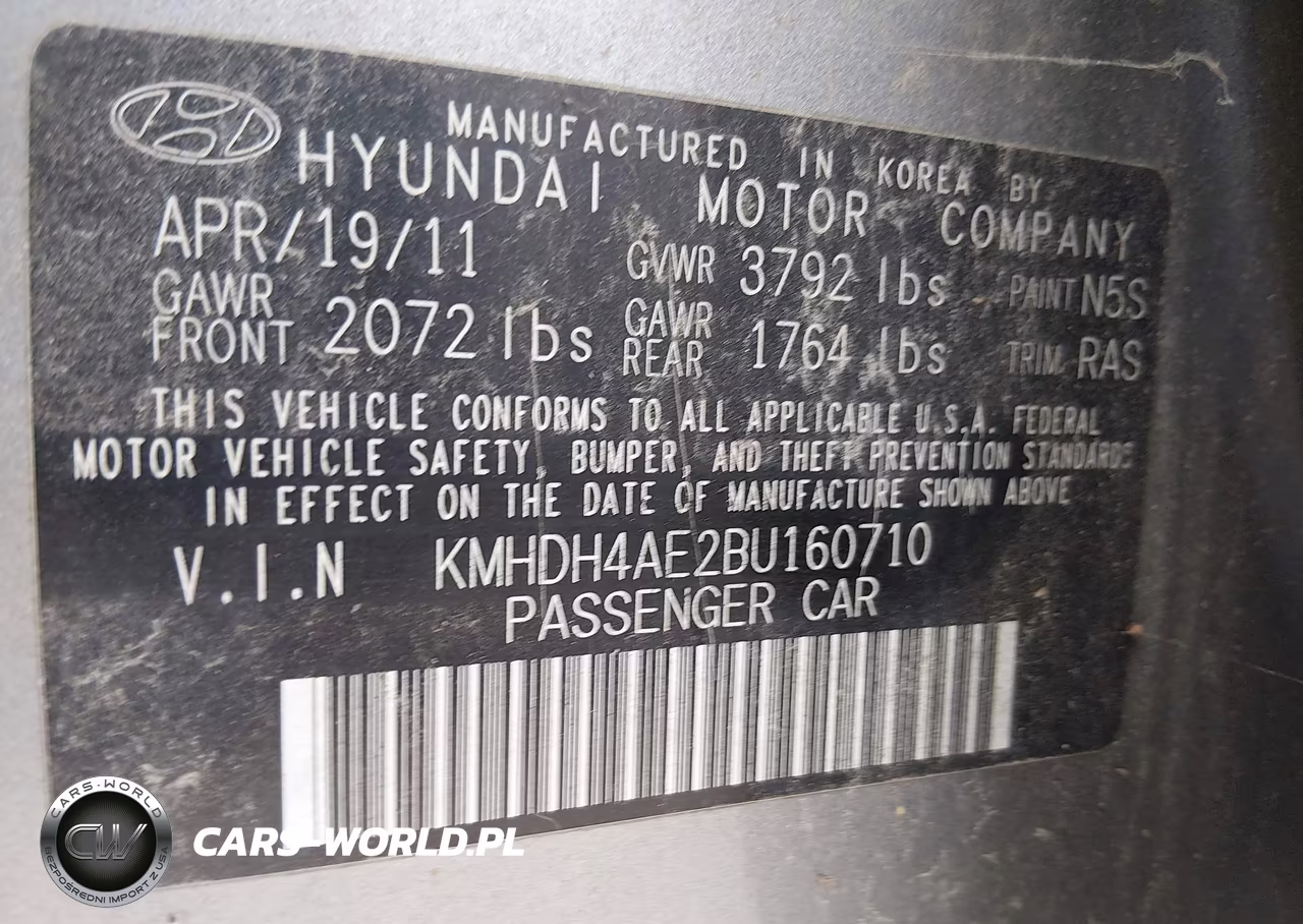 2011 Hyundai Elantra Gls (Ulsan Plant) VIN:KMHDH4AE2BU160710 - 9