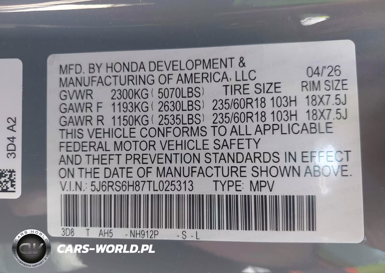 2026 Honda Cr-V Hybrid Awd Sport-L VIN:5J6RS6H87TL025313 - 9