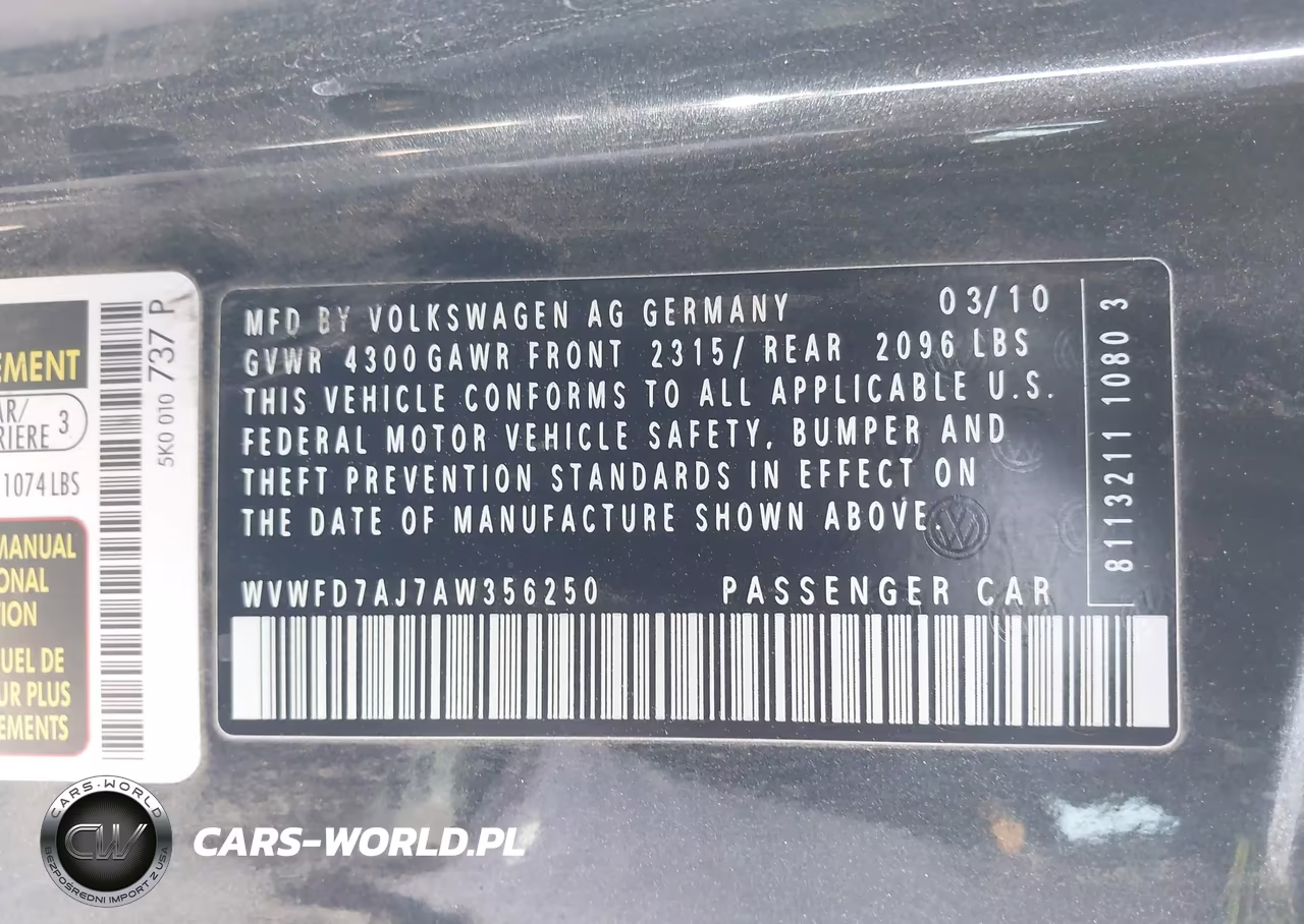 2010 Volkswagen Gti 2-Door VIN:WVWFD7AJ7AW356250 - 9