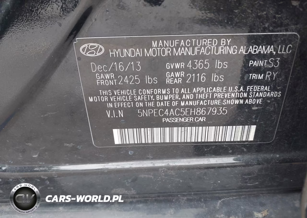 2014 Hyundai Sonata Limited VIN:5NPEC4AC5EH867935 - 9