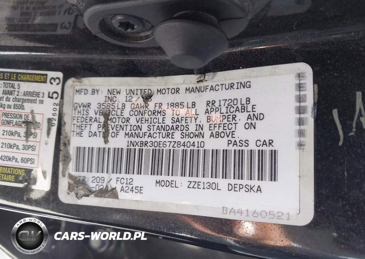 2007 Toyota Corolla S VIN:1NXBR30E67Z840410 - 9