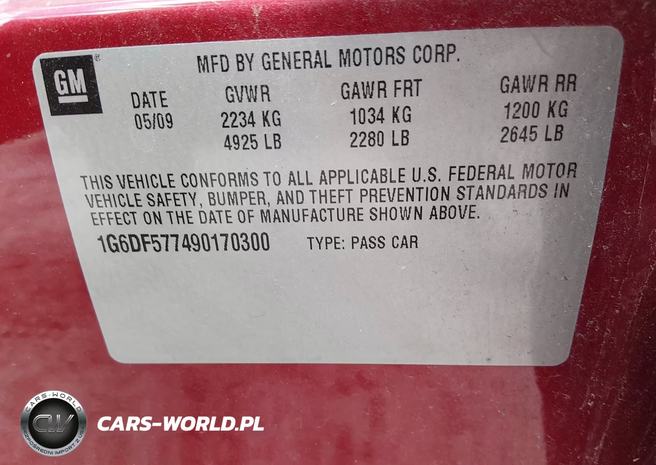 2009 Cadillac Cts Rwd W-1Sa VIN:1G6DF577490170300 - 9