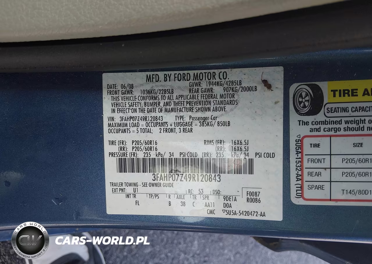 2009 Ford Fusion Se VIN:3FAHP07Z49R120843 - 9