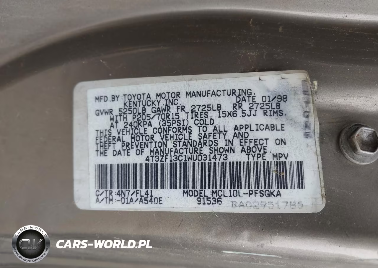 1998 Toyota Sienna Le-Xle VIN:4T3ZF13C1WU031473 - 9