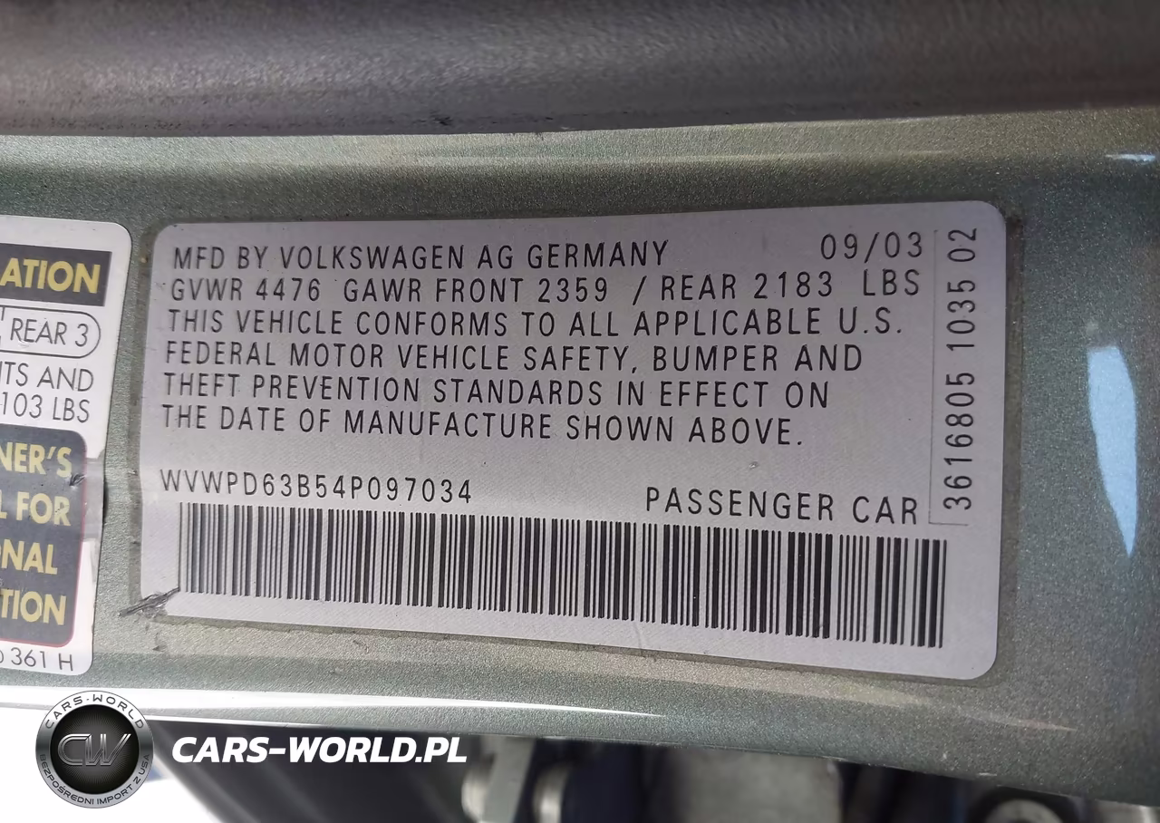 2004 Volkswagen Passat Gls VIN:WVWPD63B54P097034 - 9