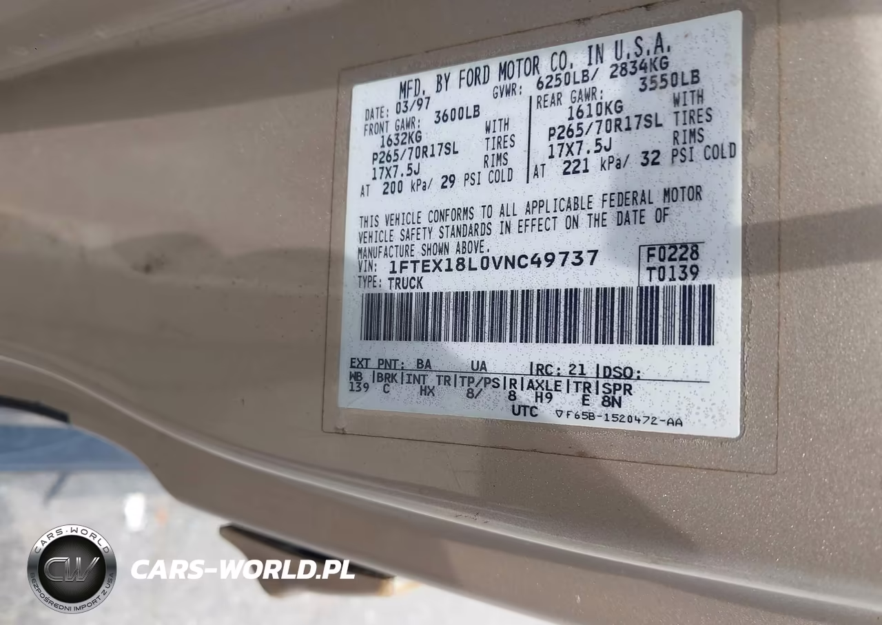 1997 Ford F-150 Lariat-Xl-Xlt VIN:1FTEX18L0VNC49737 - 9