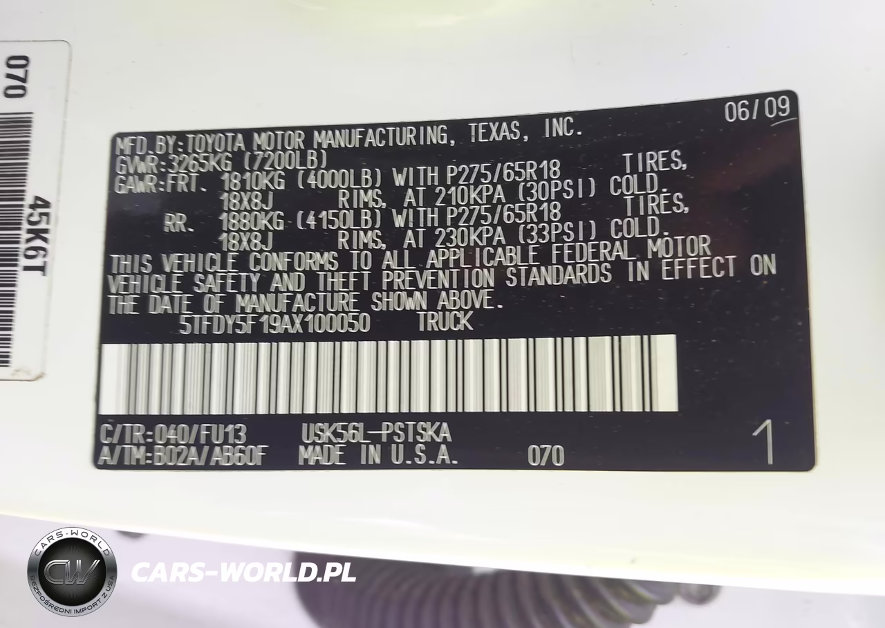 2010 Toyota Tundra Grade 5.7L V8 VIN:5TFDY5F19AX100050 - 9