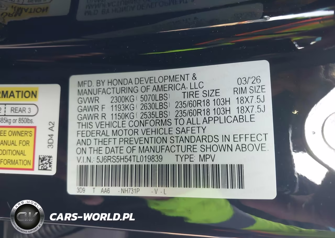 2026 Honda Cr-V Hybrid 2Wd Sport VIN:5J6RS5H54TL019839 - 9