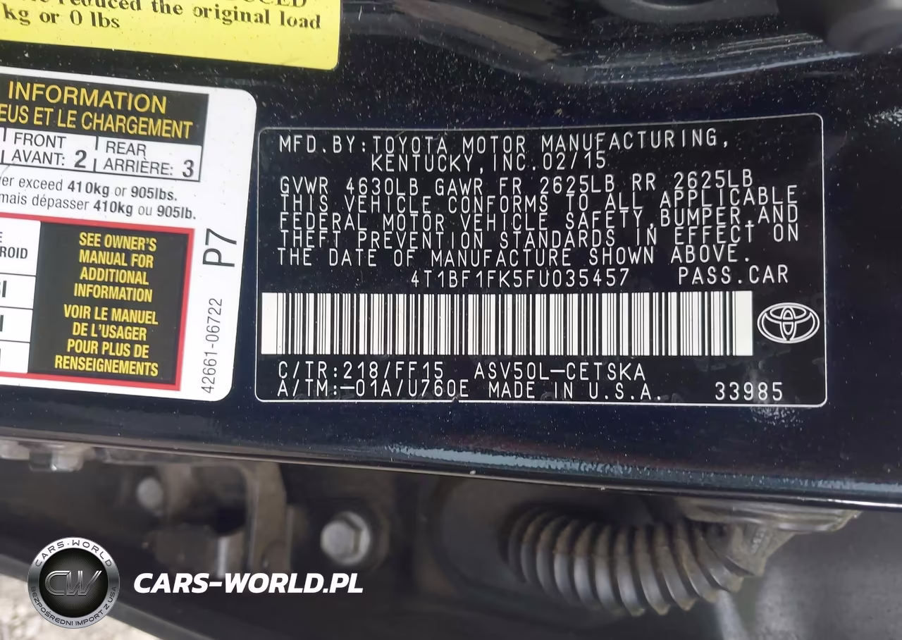 2015 Toyota Camry Se VIN:4T1BF1FK5FU035457 - 9