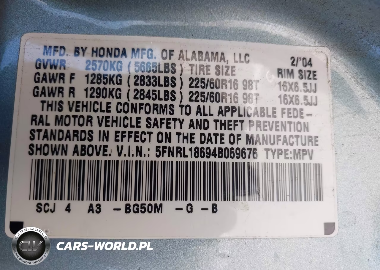 2004 Honda Odyssey Ex VIN:5FNRL18694B069676 - 9