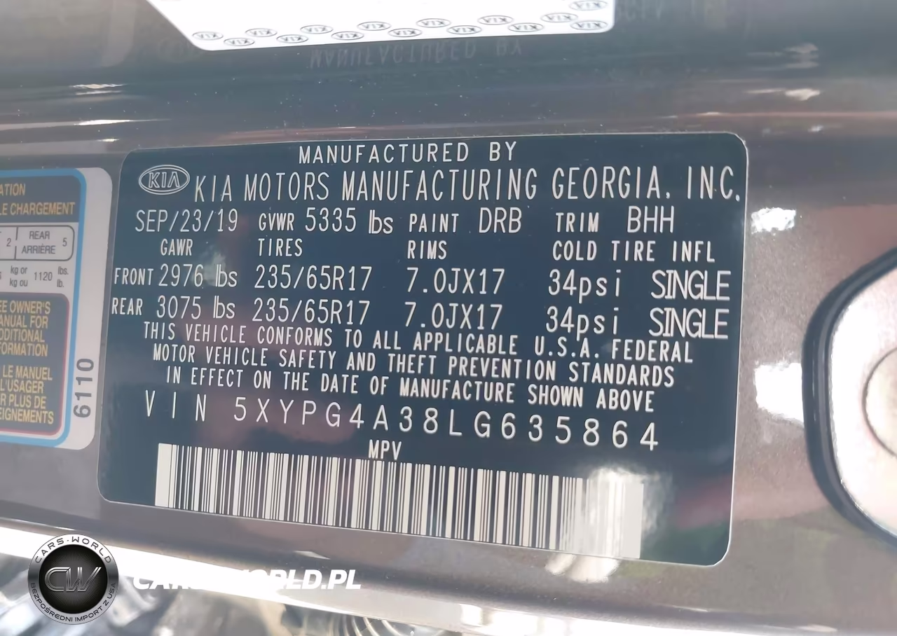 2020 Kia Sorento 2.4L Lx VIN:5XYPG4A38LG635864 - 9