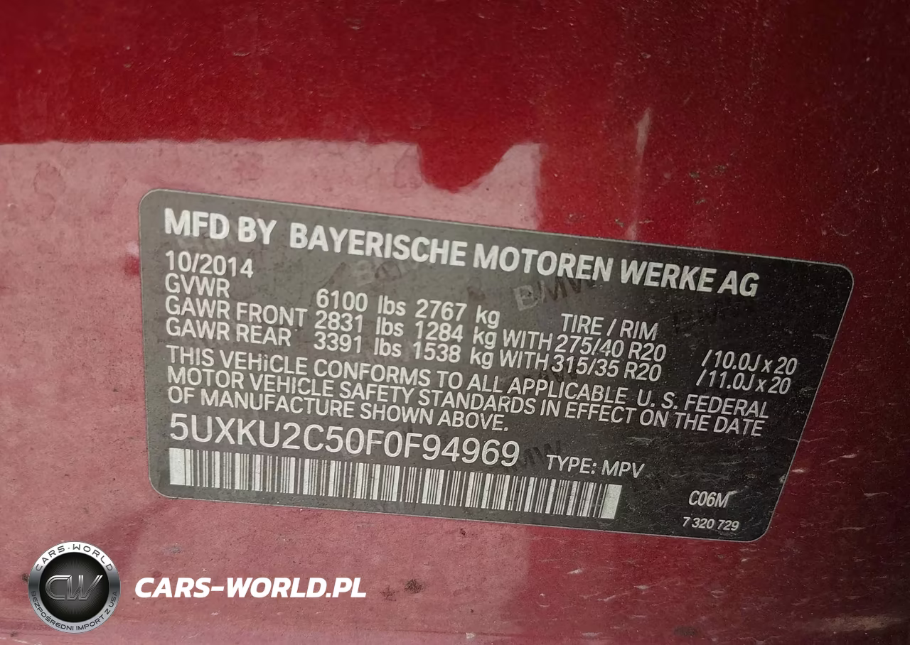 2015 BMW X6 xDrive35I VIN:5UXKU2C50F0F94969 - 9