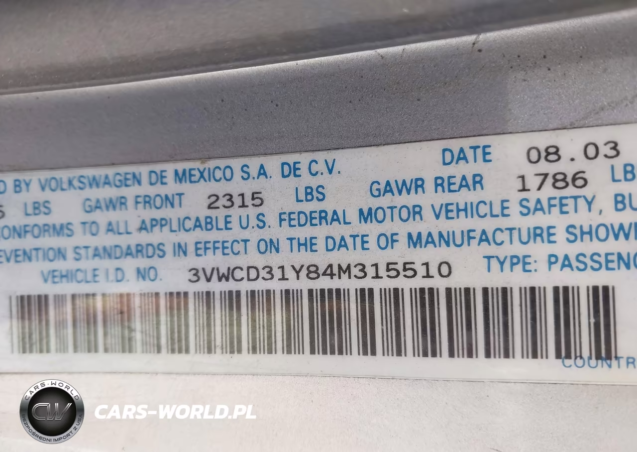2004 Volkswagen New Beetle Gls 1.8T VIN:3VWCD31Y84M315510 - 9