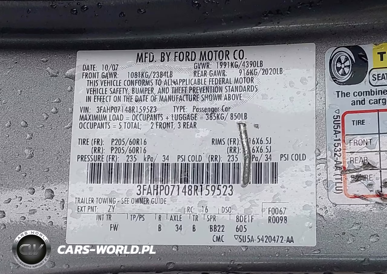 2008 Ford Fusion Se VIN:3FAHP07148R159523 - 9