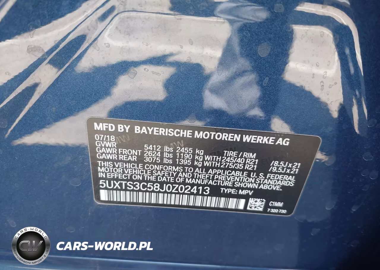 2018 BMW X3 M40I VIN:5UXTS3C58J0Z02413 - 9