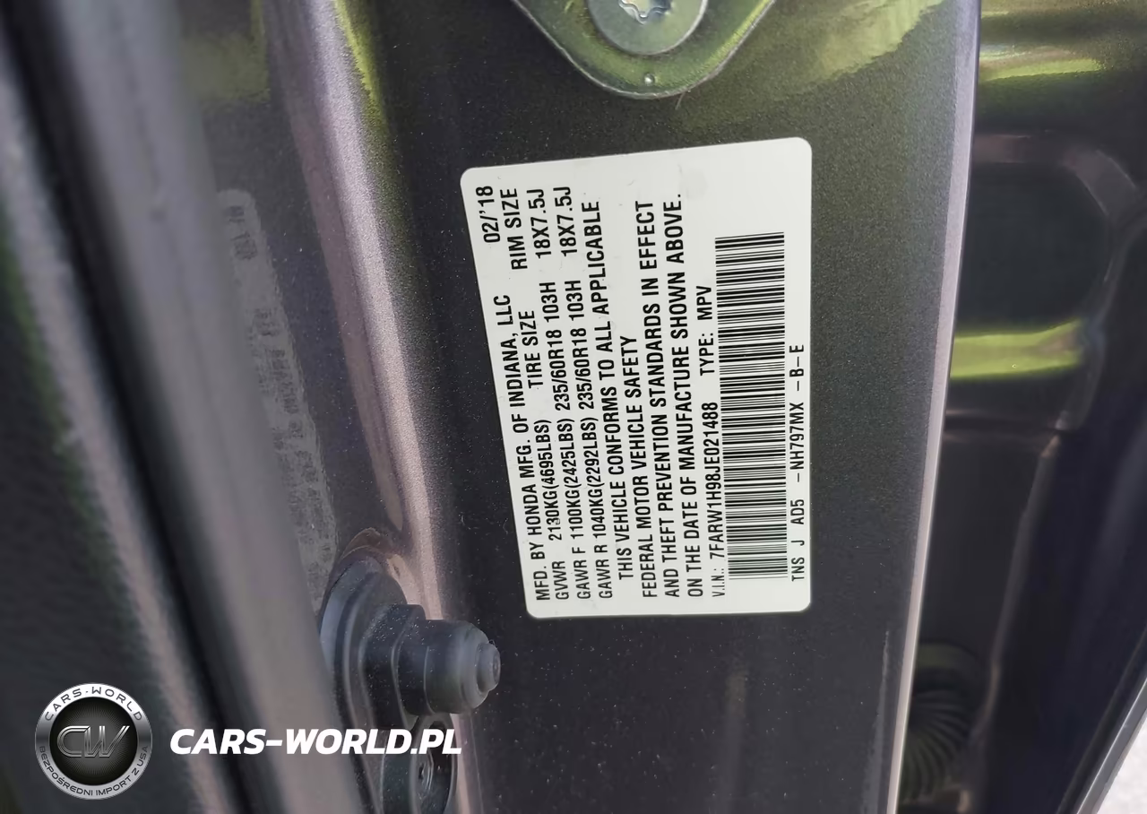 2018 Honda Cr-V Touring VIN:7FARW1H98JE021488 - 9