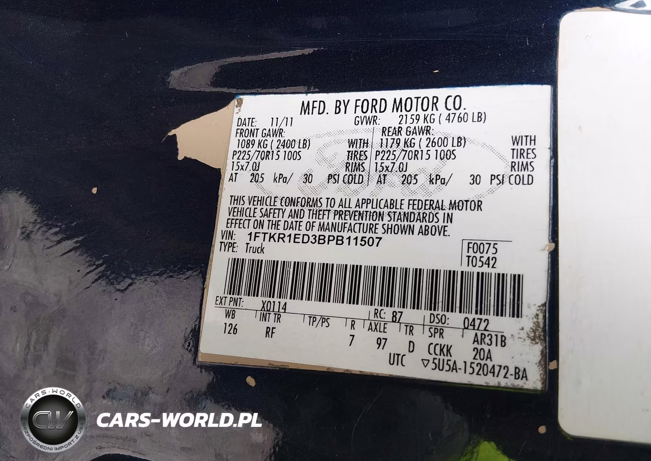 2011 Ford Ranger Xl VIN:1FTKR1ED3BPB11507 - 9