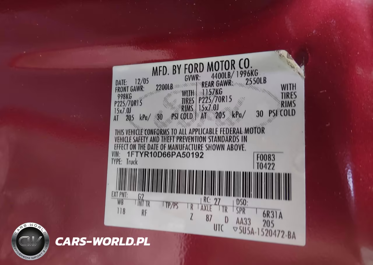 2006 Ford Ranger Xl-Xlt VIN:1FTYR10D66PA50192 - 9