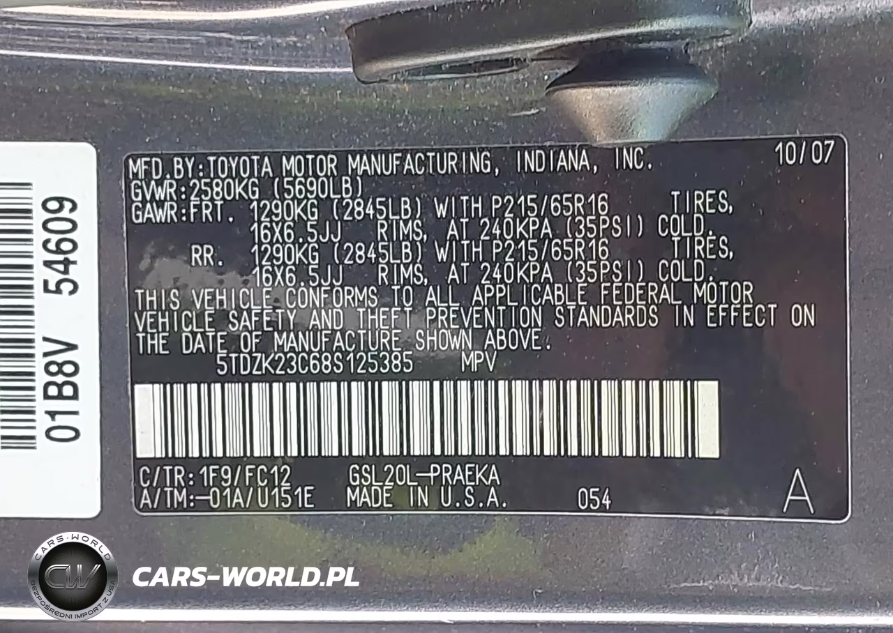 2008 Toyota Sienna Le VIN:5TDZK23C68S125385 - 9