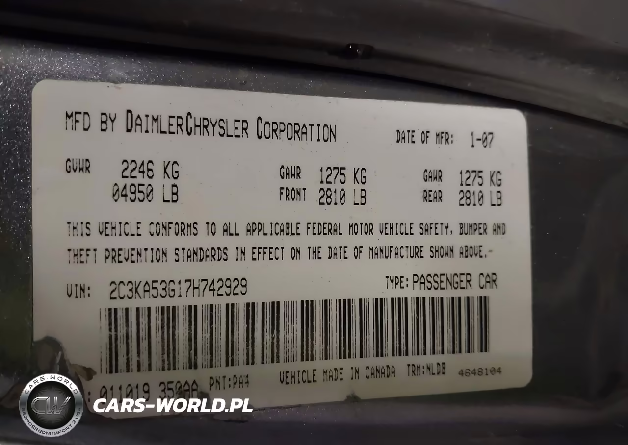 2007 Chrysler 300 Touring VIN:2C3KA53G17H742929 - 9