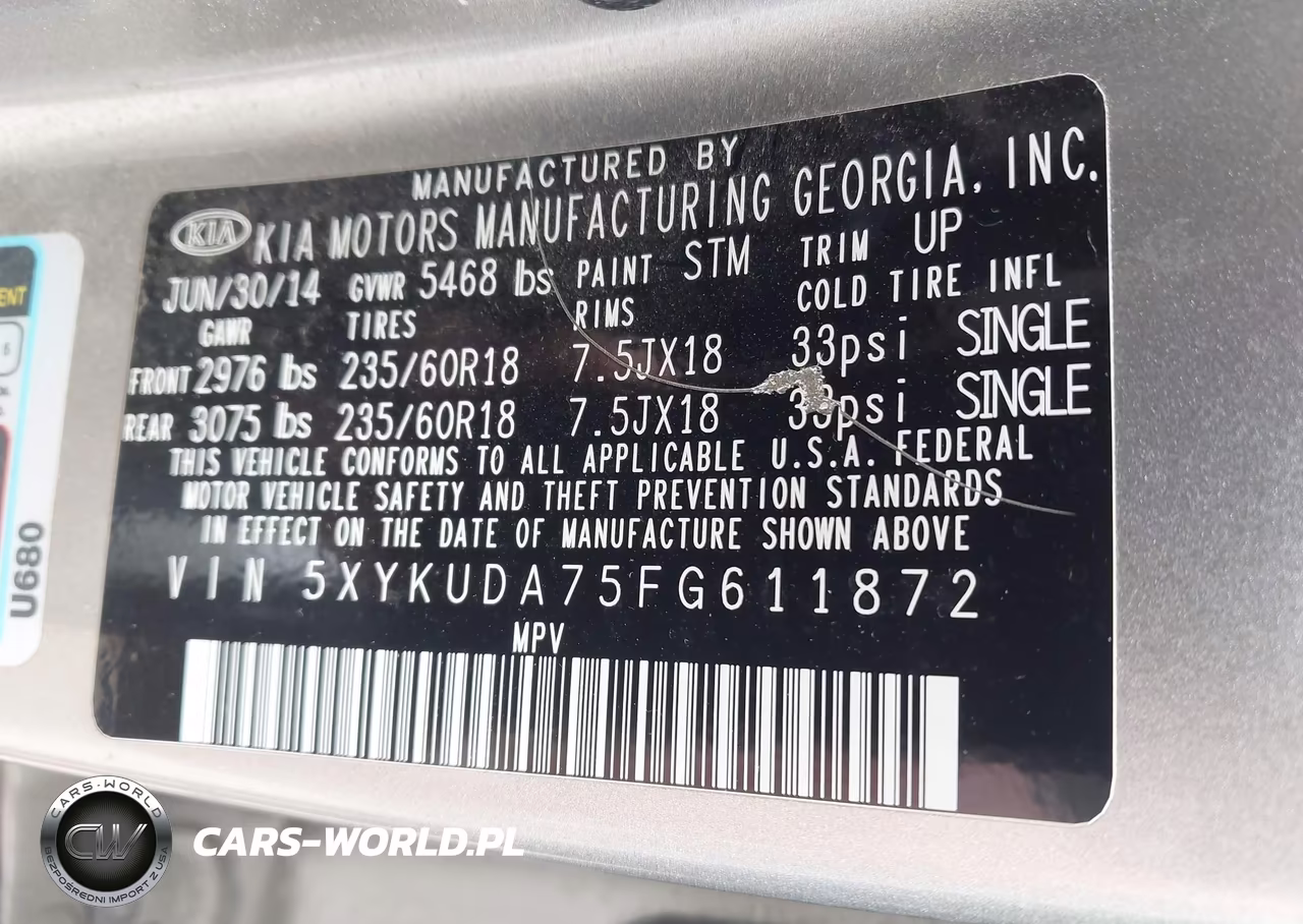 2015 Kia Sorento Ex V6 VIN:5XYKUDA75FG611872 - 9
