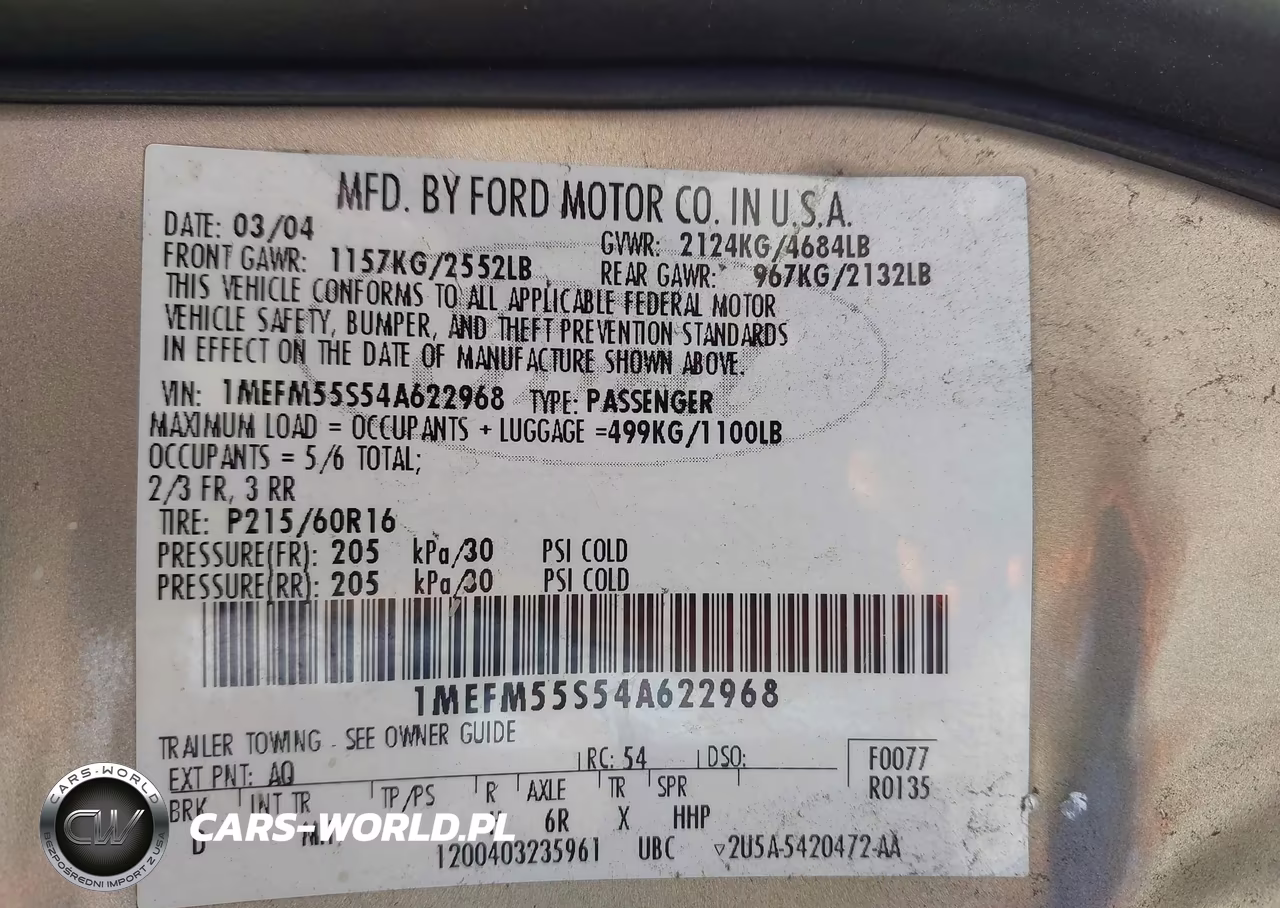2004 Mercury Sable Ls Premium VIN:1MEFM55S54A622968 - 9