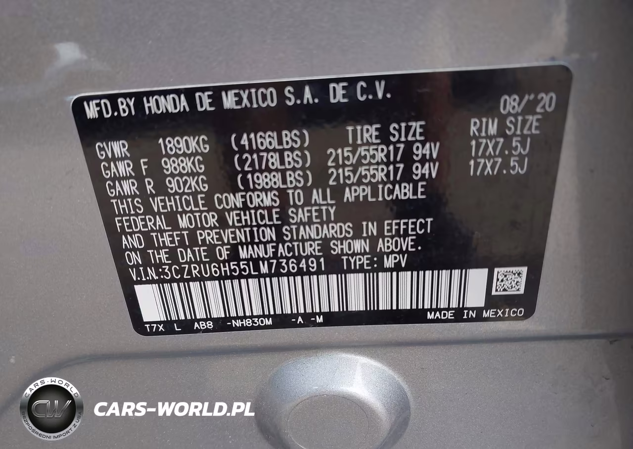 2020 Honda Hr-V Awd Ex VIN:3CZRU6H55LM736491 - 9