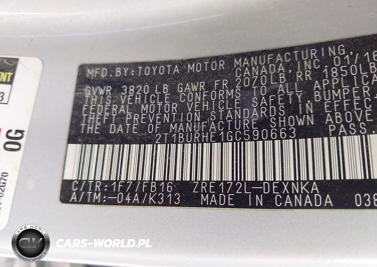 2016 Toyota Corolla Le VIN:2T1BURHE1GC590663 - 9