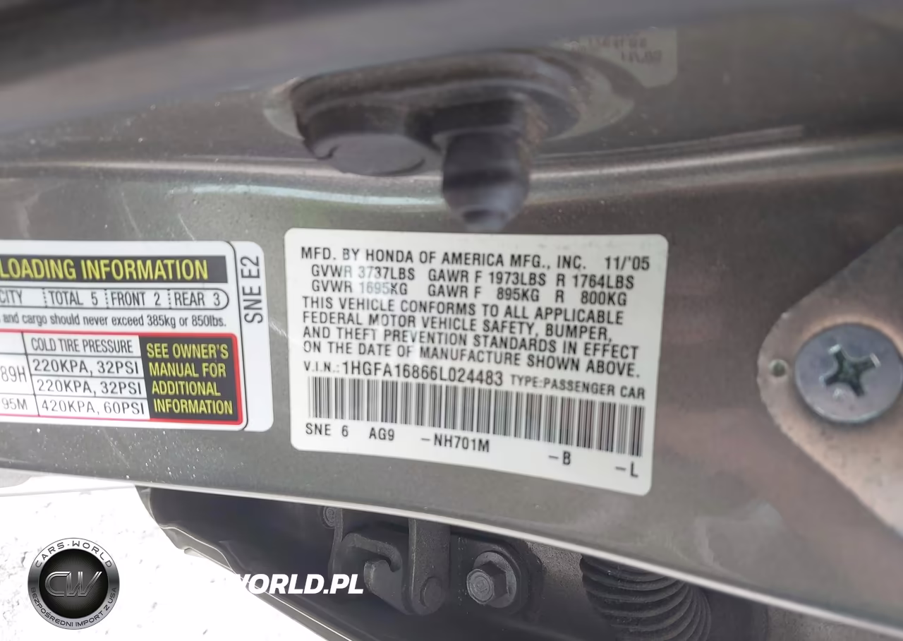2006 Honda Civic Ex VIN:1HGFA16866L024483 - 9