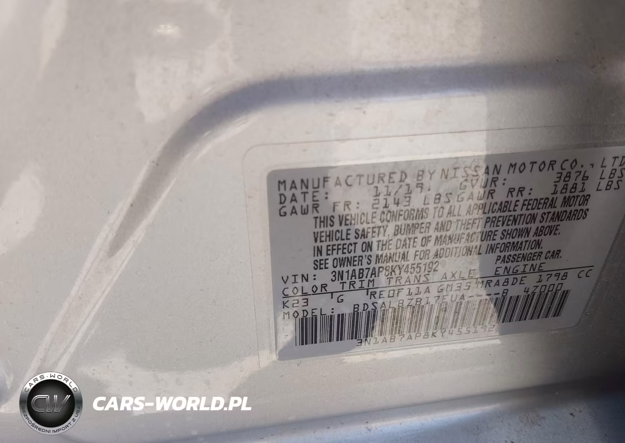 2019 Nissan Sentra S VIN:3N1AB7AP8KY455192 - 9