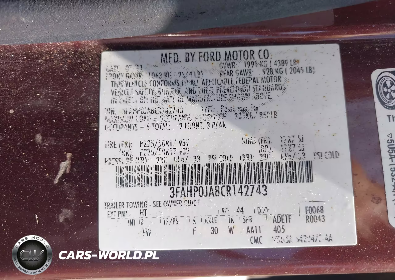 2012 Ford Fusion Sel VIN:3FAHP0JA8CR142743 - 9
