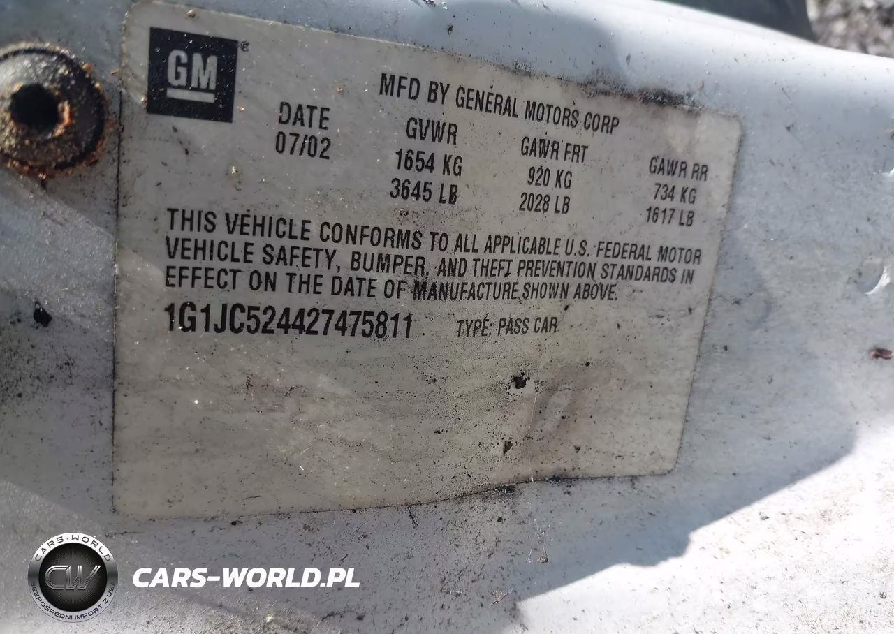 2002 Chevrolet Cavalier VIN:1G1JC524427475811 - 9