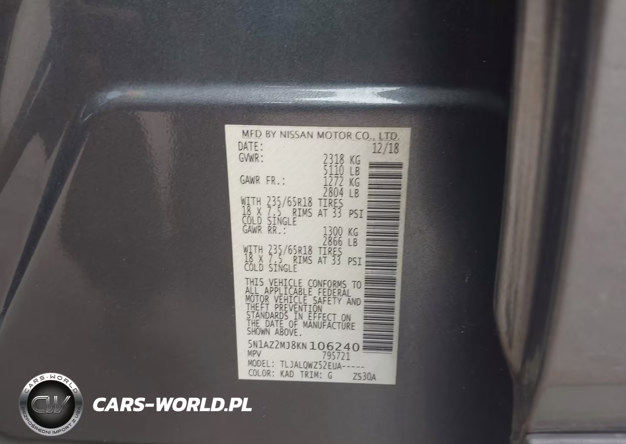 2019 Nissan Murano Sv VIN:5N1AZ2MJ8KN106240 - 9