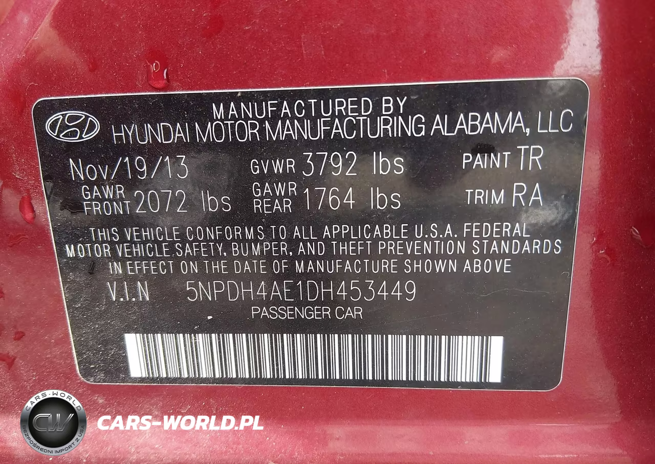 2013 Hyundai Elantra Gls VIN:5NPDH4AE1DH453449 - 9